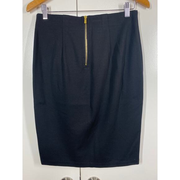philosophy Republic Clothing Black Pencil Skirt with Gold-Tone Zip Back Size 6 - Picture 4 of 9